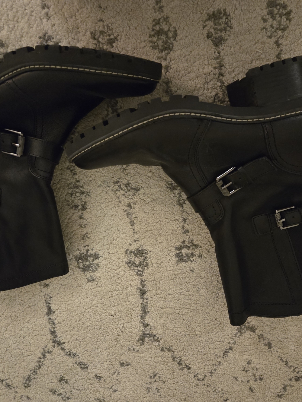 Black Women's Buckle Mid-Calf Boots